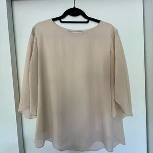 Grace Karin Tan Flowy 3/4 Sleeve Blouse Sz L